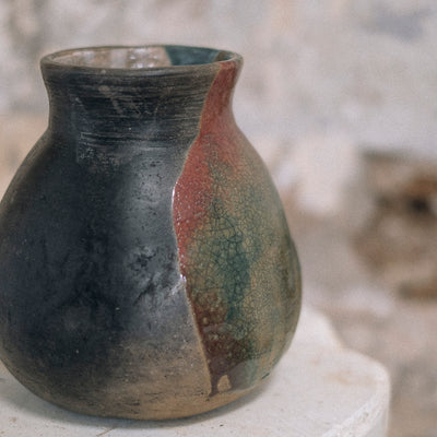 Flower Vase, Crackling Glaze