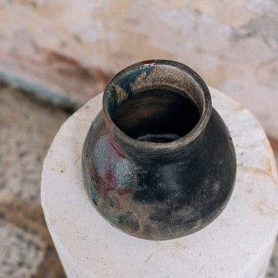 Flower Vase, Crackling Glaze